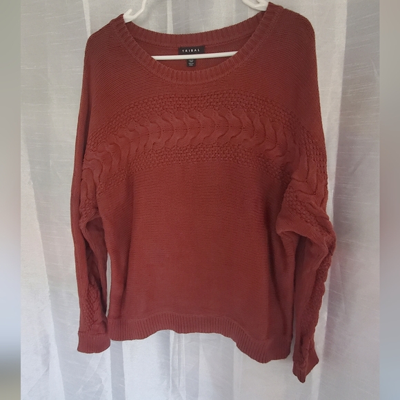 Tribal Rust Red Knit Sweater | L - Picture 2 of 3